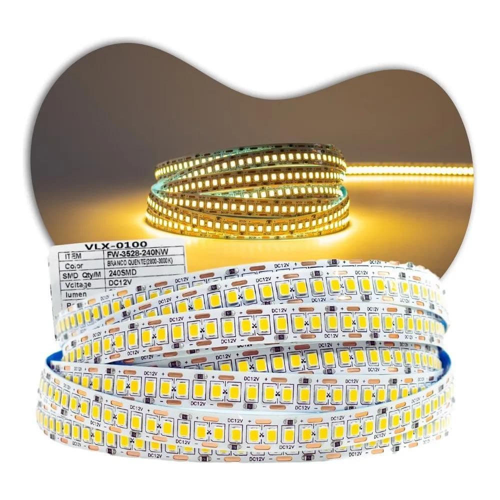 10X Fita Led 240 Leds Forte 12V 18W 4000K Branco 3-4-6K Rol