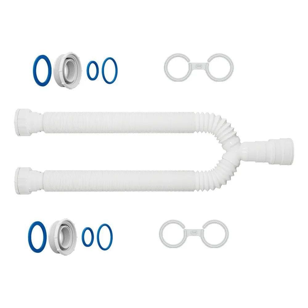 10X Sifão Duplo Universal Longo 1,1 Mts Branco Tanque Pia L