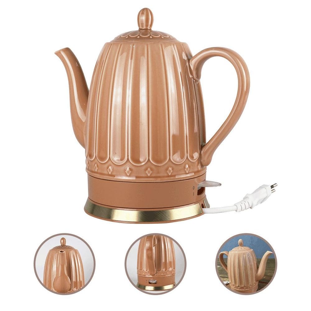 Chaleira Elétrica Porcelana 1,5L Luxo Salmão Base 360 - 220V