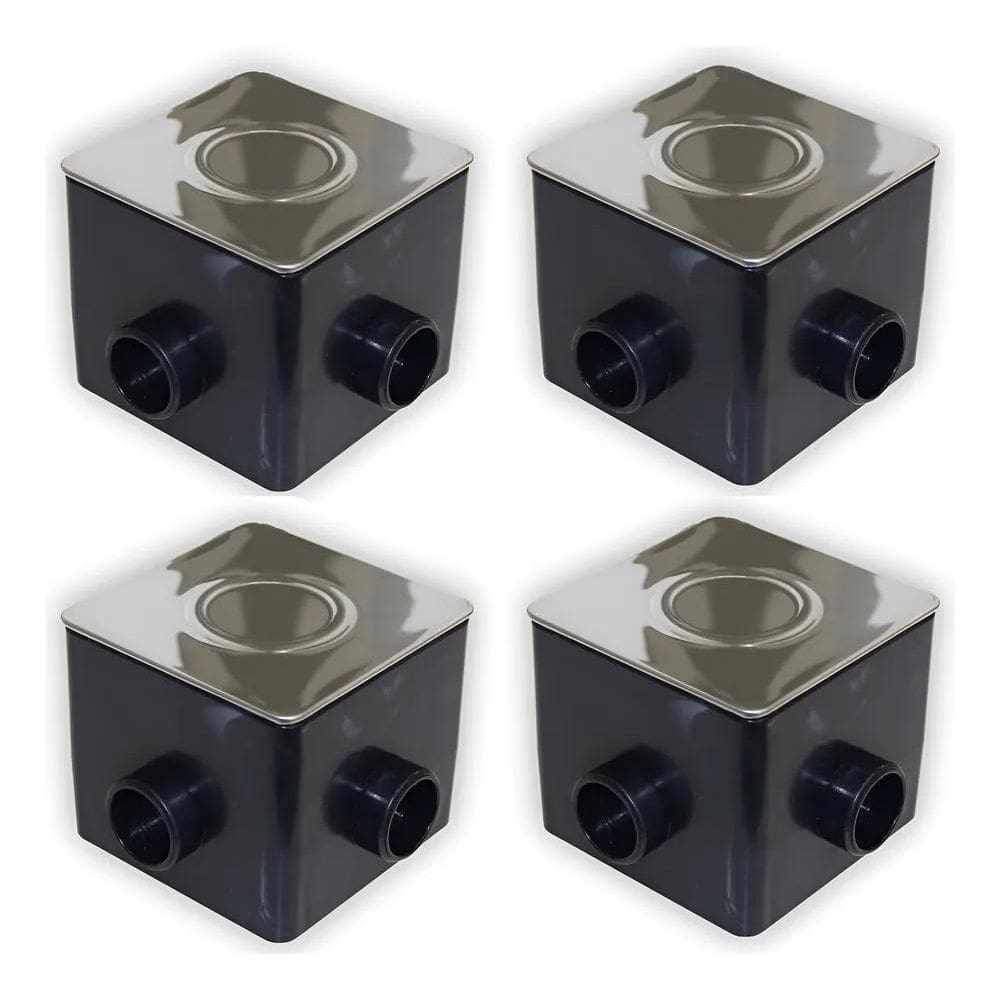 10X Kit Com 4 Caixa De Passagem Tampa Inox Iluminação De Pi