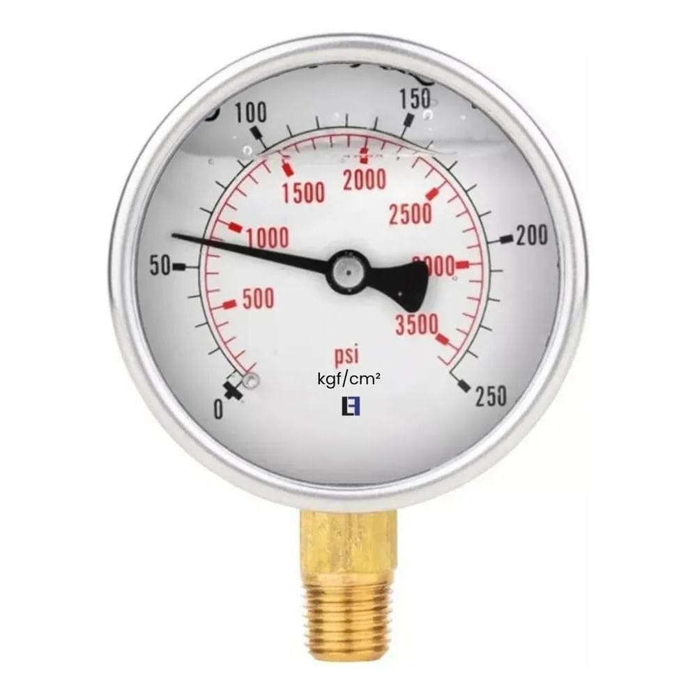 10X Manômetro Inox Glicerina 0-250 Bar Vertical 1/4 Visor 6