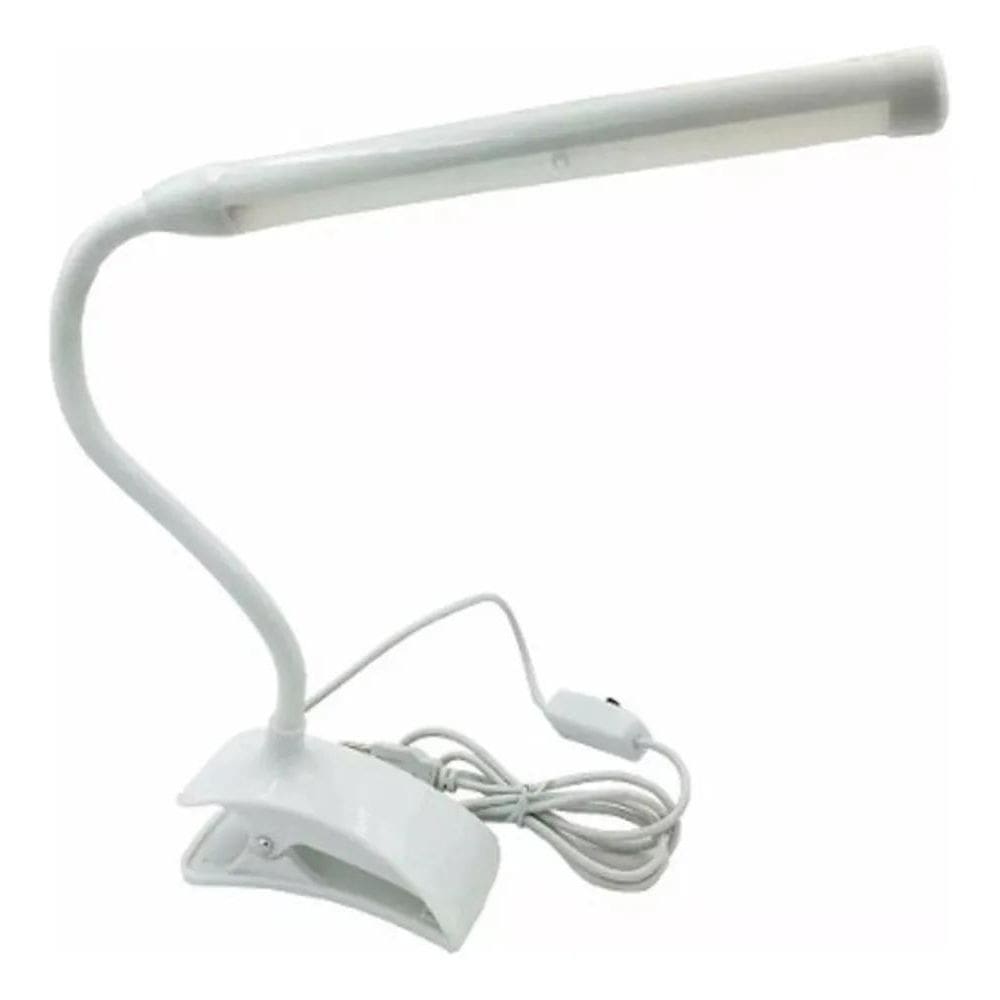 10X Luminária Flexível Led Mesa Com Clip Branco 40Cm Com Pre