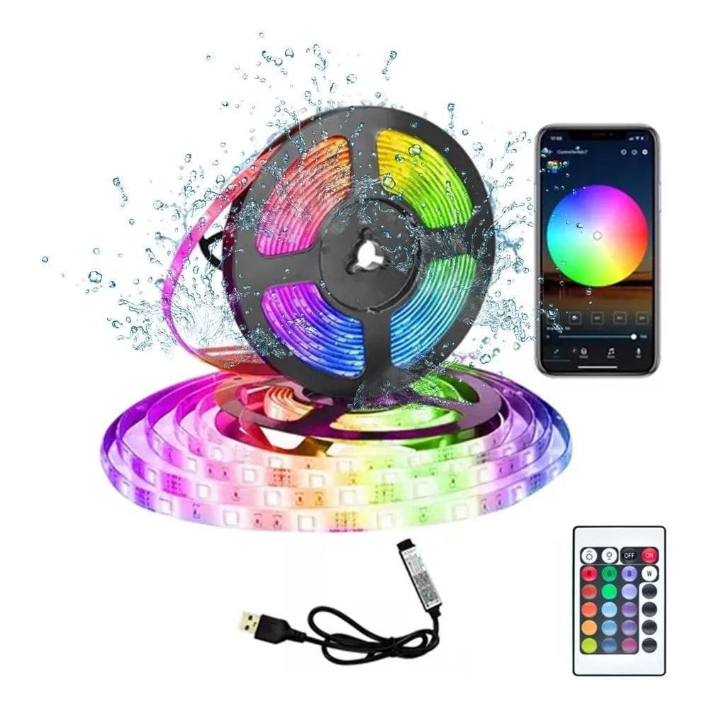 10X 5050 Rgb Fita Led 16 Milhões Cores Bluetooth Controlador