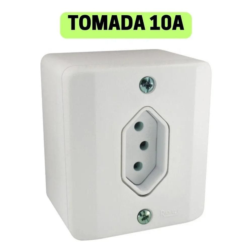 10X Tomada 10A Sistema X, Sobrepor - 2P+T Caixa Externa Cor