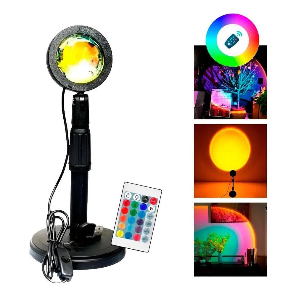 10X Luminária Por Do Sol Luz Noturna Projetor Led Sunset Co