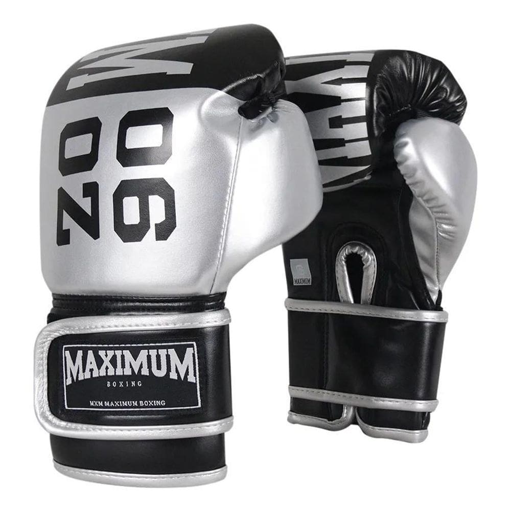 Luva De Boxe E Muay Thai Maximum Oz  Cor Preto/Prata