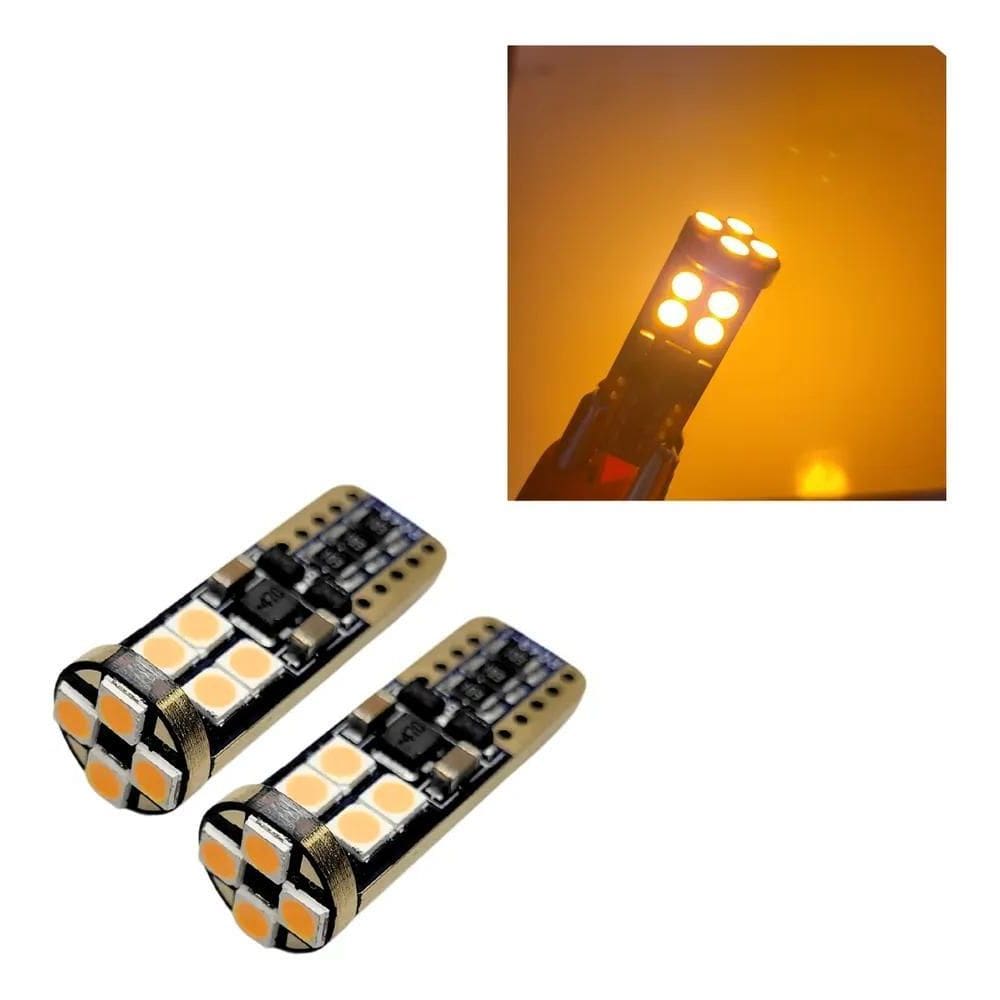 10X Pingo Led T10 2Pçs Esmagadinha Canbus Ambar Lanterna F