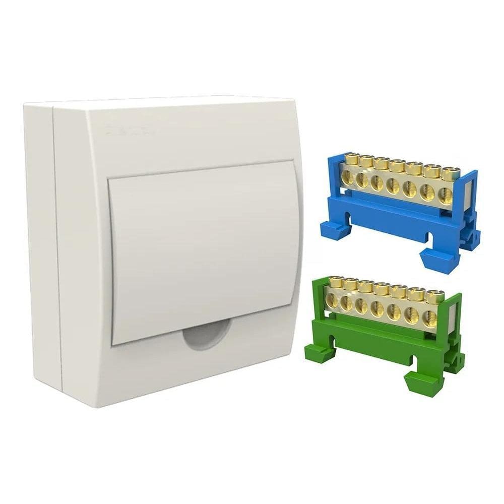 10X Kit Caixa Quadro Sobrepor P 8 Disjuntor C Barramentos T