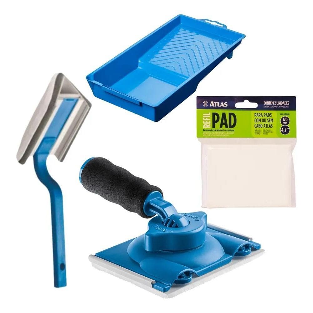 10X Kit Pad Cantos E Rodapé + Refil E Bandeja Pintura Acaba