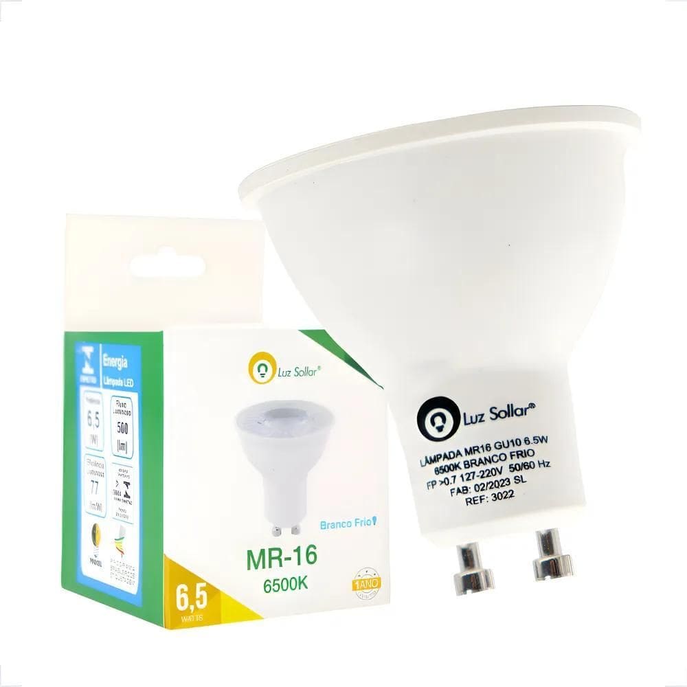 10X Lâmpada Dicroica Led 6.5W Mr16 Gu10 Branco Frio Quente