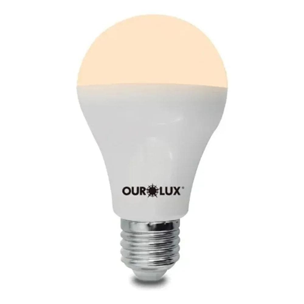 10X Lâmpada Bulbo Led 9W 3000K Bivolt Amarela Branco-Quente