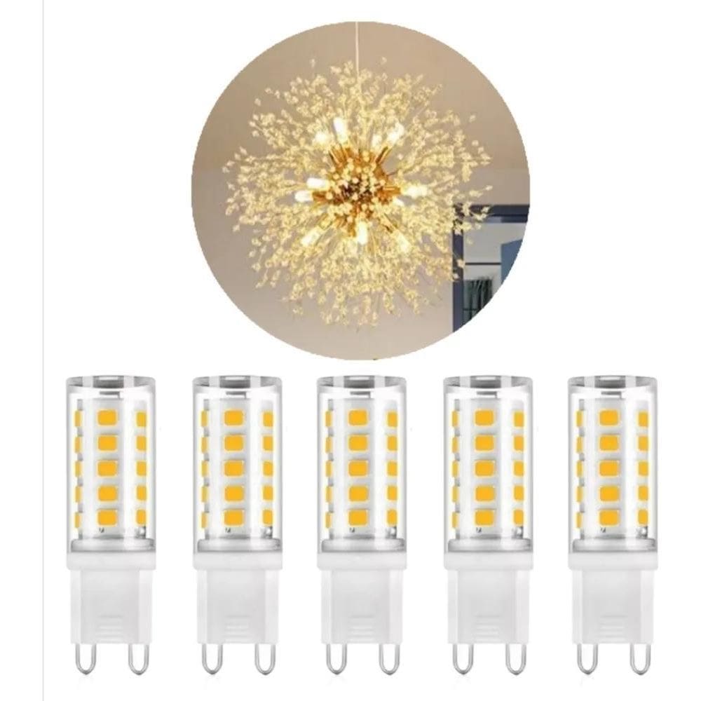 10X Kit 5 Lâmpada De Led Halopim G9 5W Para Lustre Branco