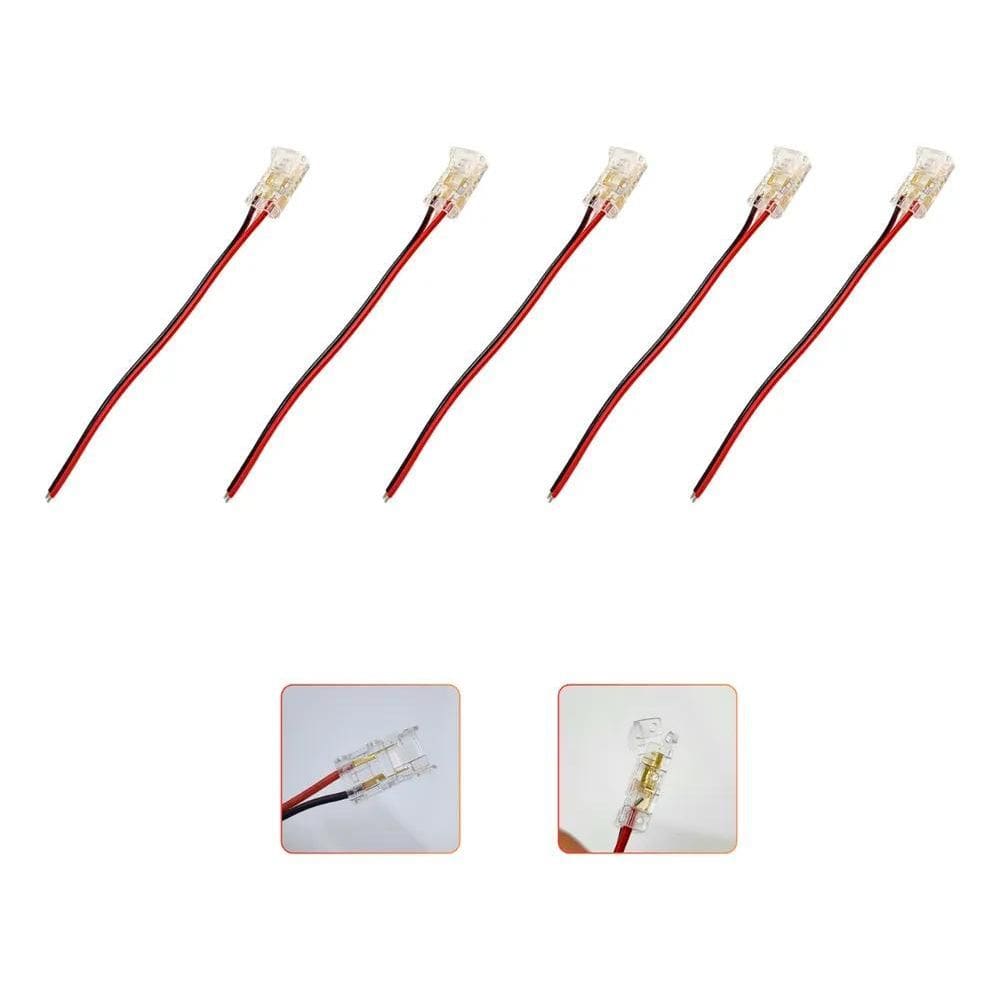 10X 5 Cabo Conector Rabicho Fita Led 2 Vias Monocor 8Mm 352