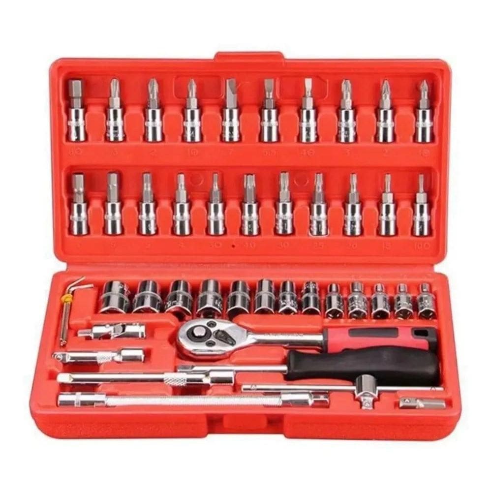 10X Caixa De Ferramentas Socket Set 46 Peças Auto Bike Mot