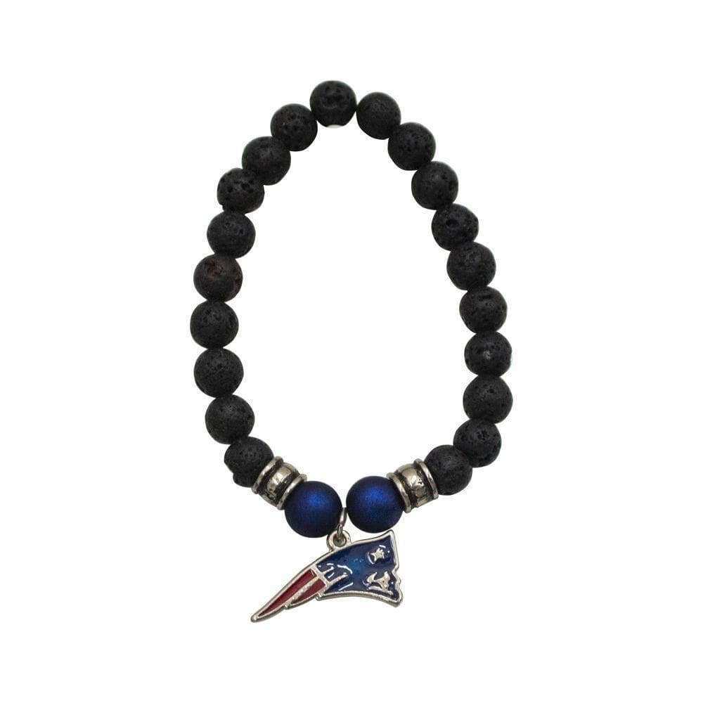 Pulseira New England Patriots Nfl Preto Pingente Metálico
