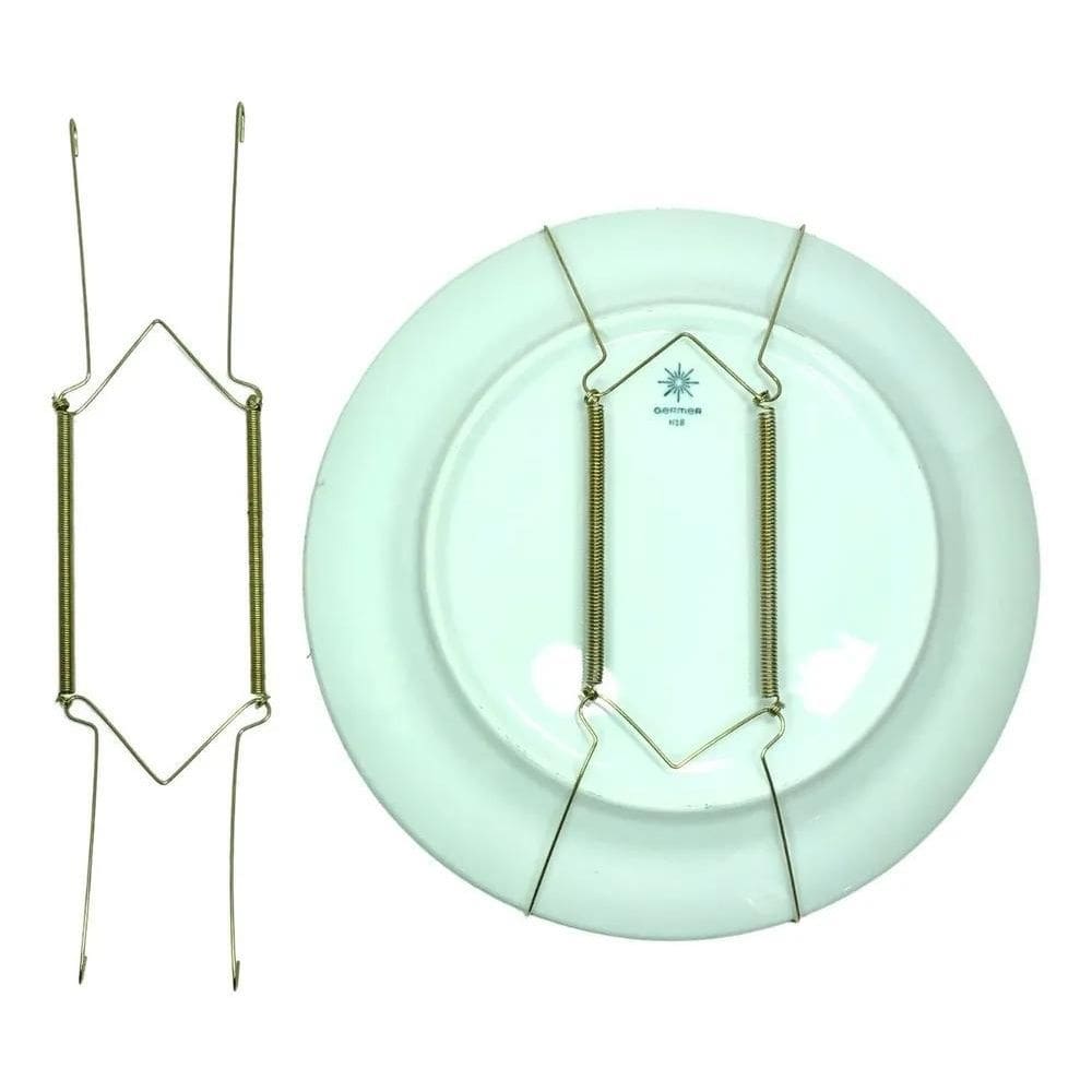 10X Suporte/Gancho Com Mola Pratos Decorativos Pendurar Par