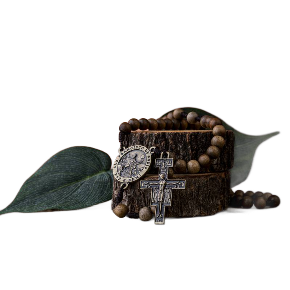 Terço Missão de São Francisco de Assis em Madeira Imbuia 8mm
