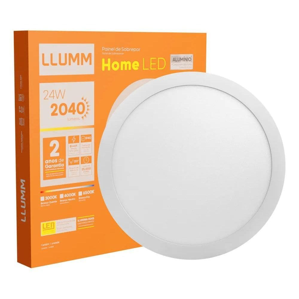 10X Plafon Home Led 24W Sobrepor Redondo 30Cm Branco Neutr