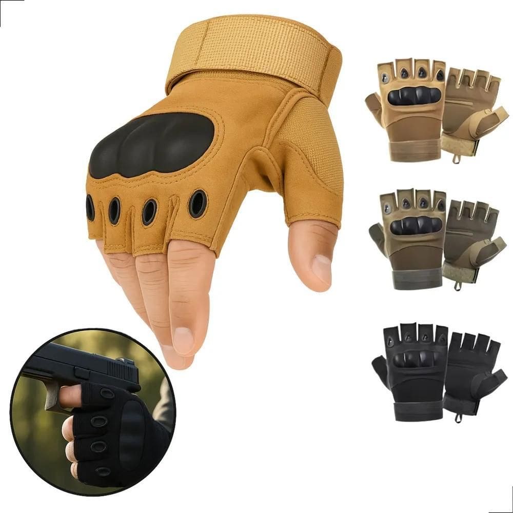 10X Luva Tatica Paintball Militar Meio Dedo Proteça