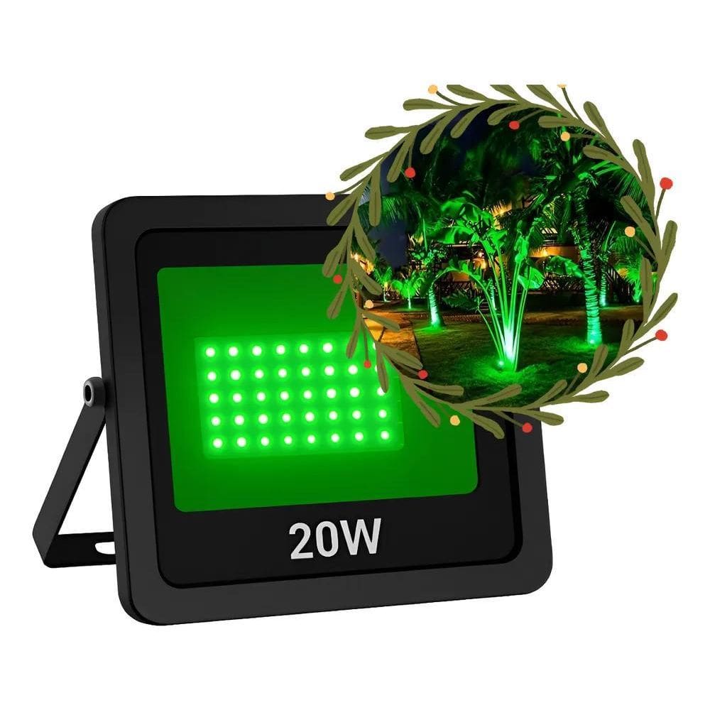 10X Refletor Holofote Led 20W Cor Luz Verde Jardim Decoraçã