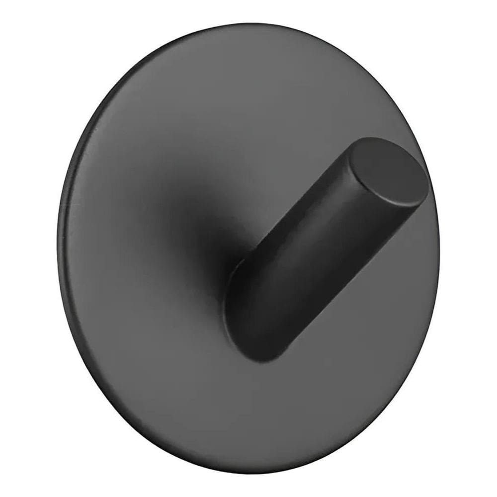 10X Kit 4 Ganchos Aço Inox Preto Redondo Parede Adesivo Ref