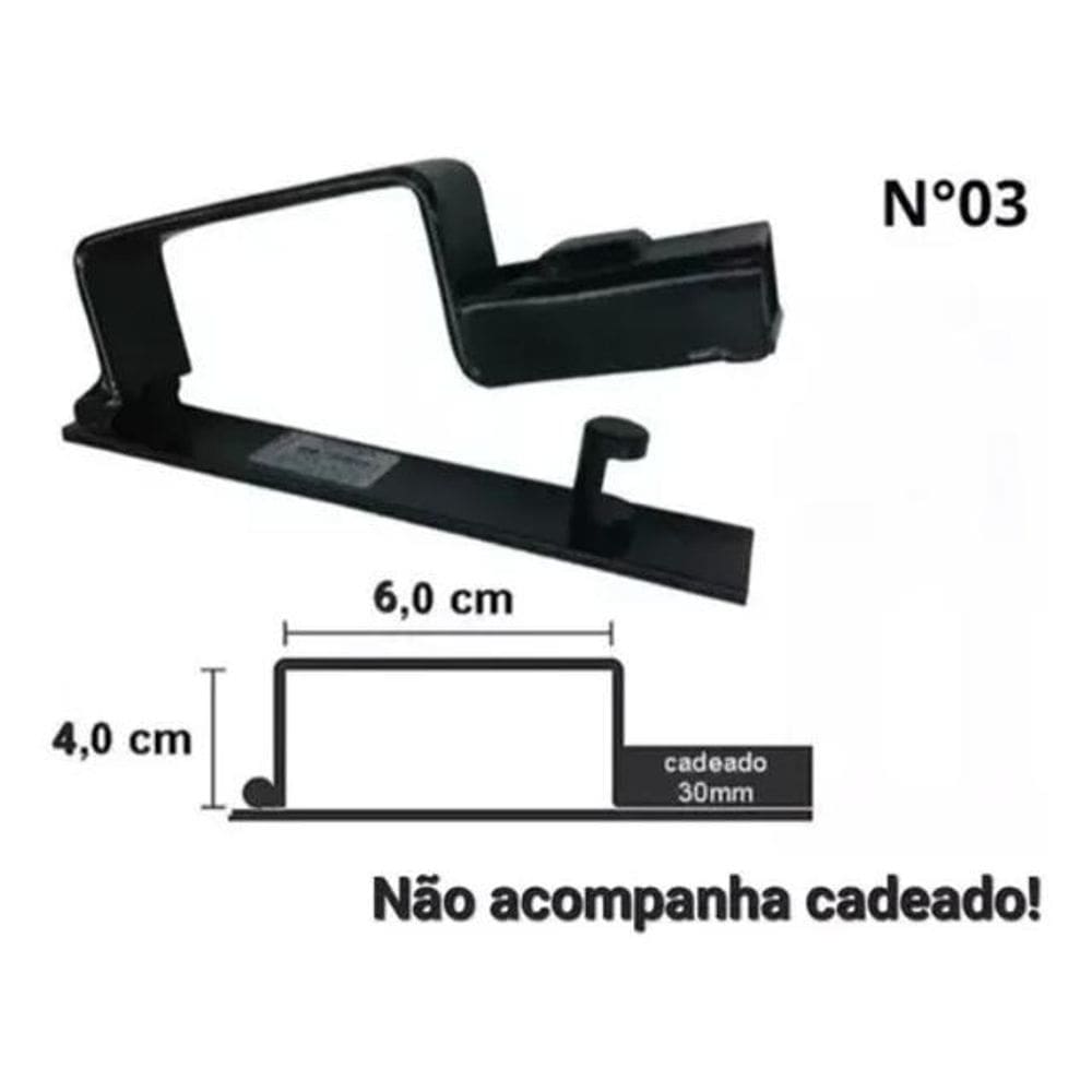 10X Trava Porta Cadeado Para Portao 35 X 50 Tecnotrava Cor