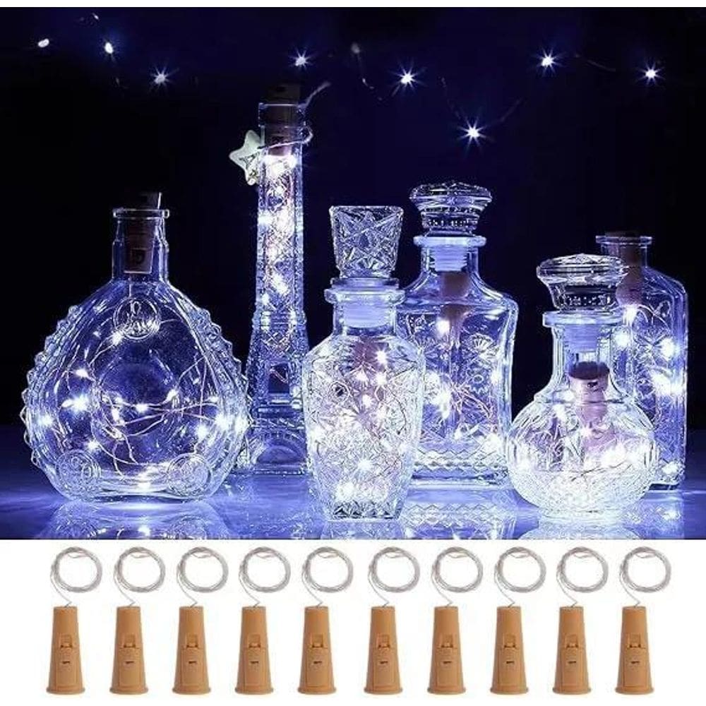 10X Kit 10 Luz De Fada String Light Rolha Decorafios 2M 20L