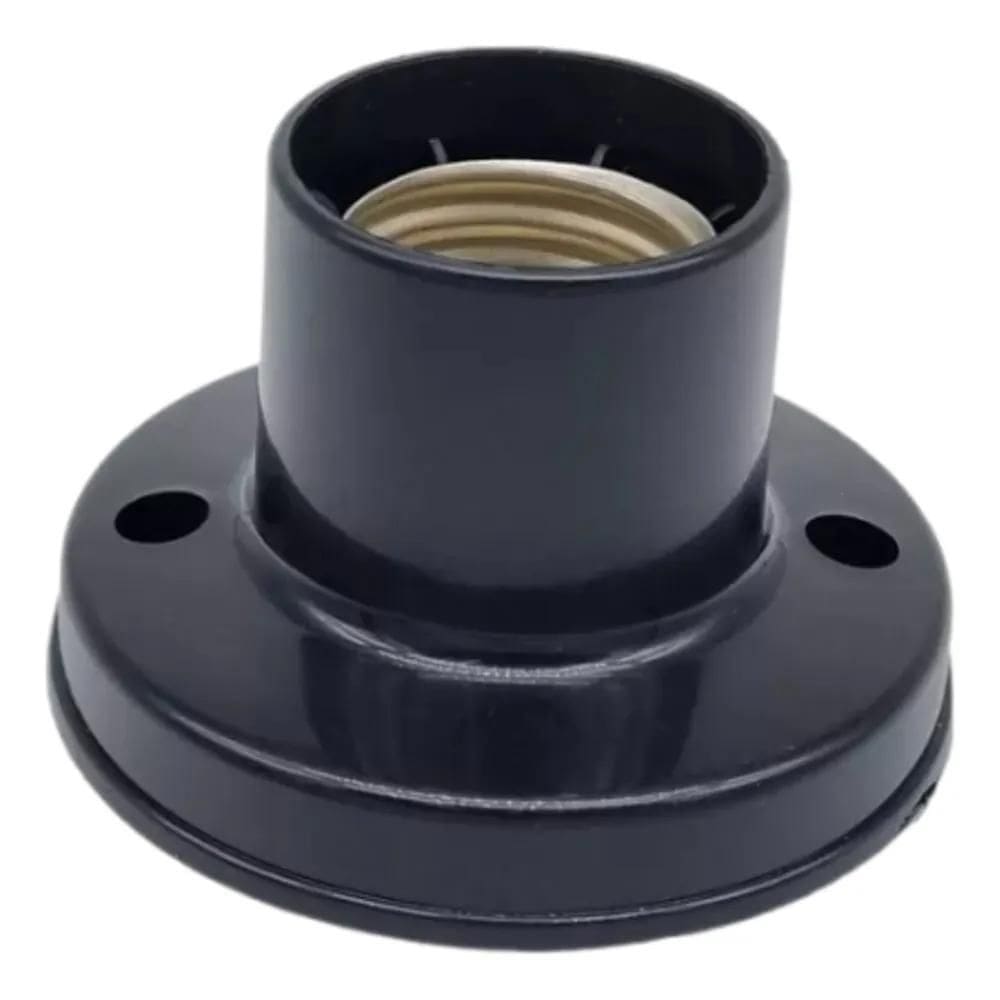 10X Kit 10 Bocal Fixo De Teto Soquete Plástico Branco/Preto