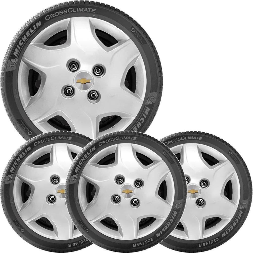 4X Jogo Calota Chevrolet Celta Corsa Aro13 Com Emblema 042Cb