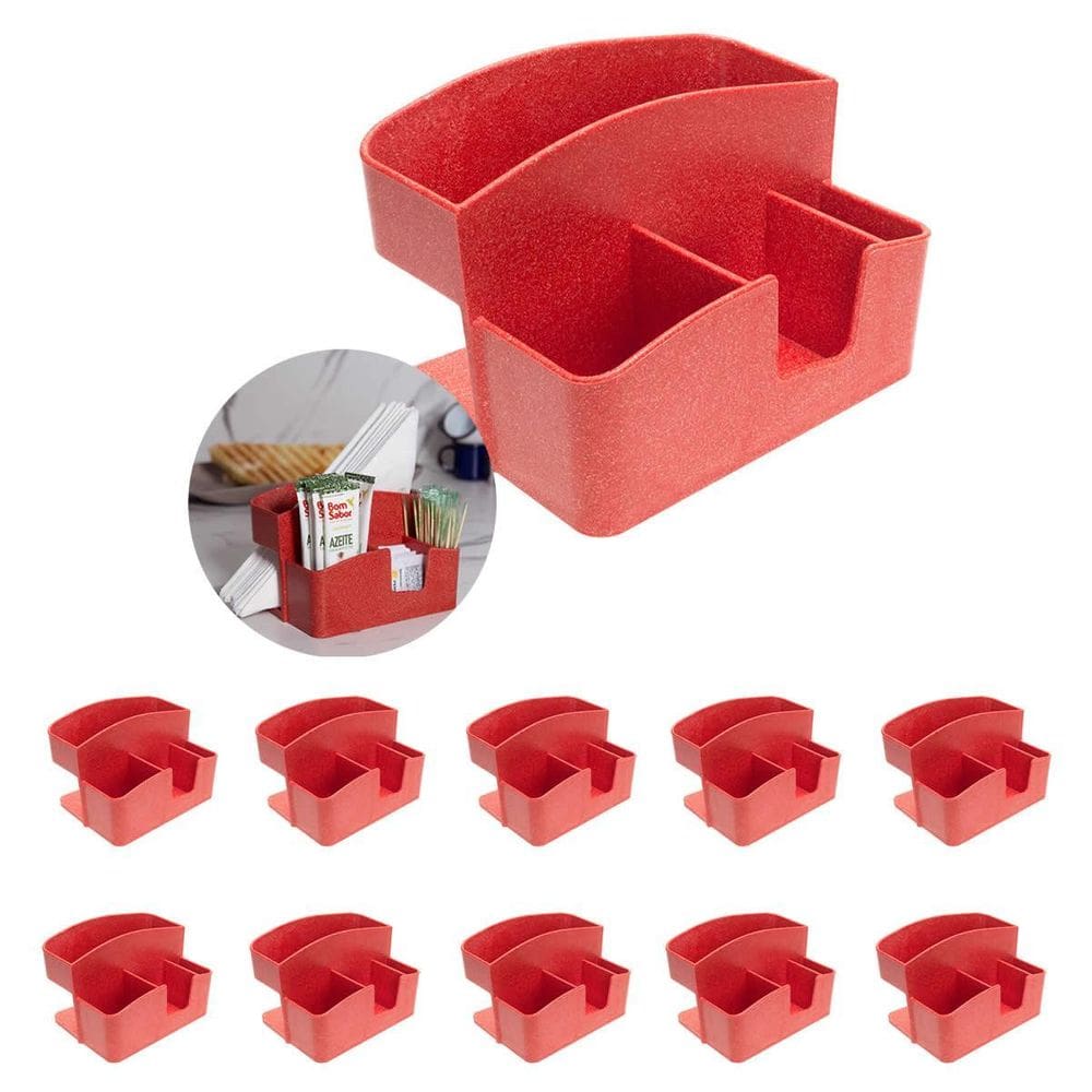 10Un Porta Guardanapo Sachê Divisórias Restaurante Vermelho