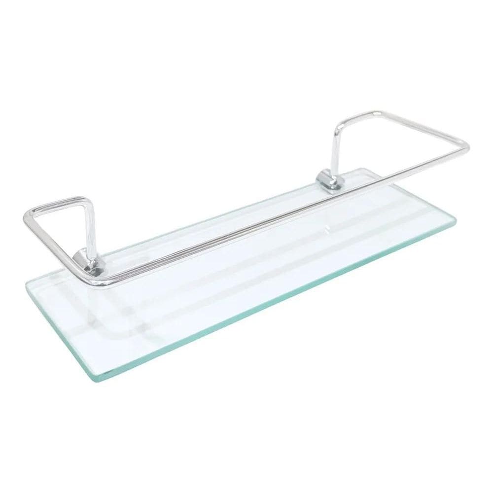 10X Porta Shampoo Reto Alumínio Com Vidro Incolor