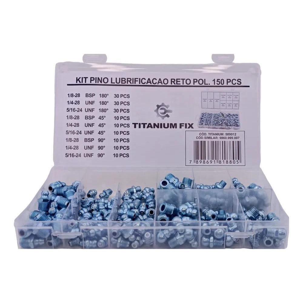 10X Kit 150 Unid Pino Bico Graxeiro Lubrificacao Reto/45/90