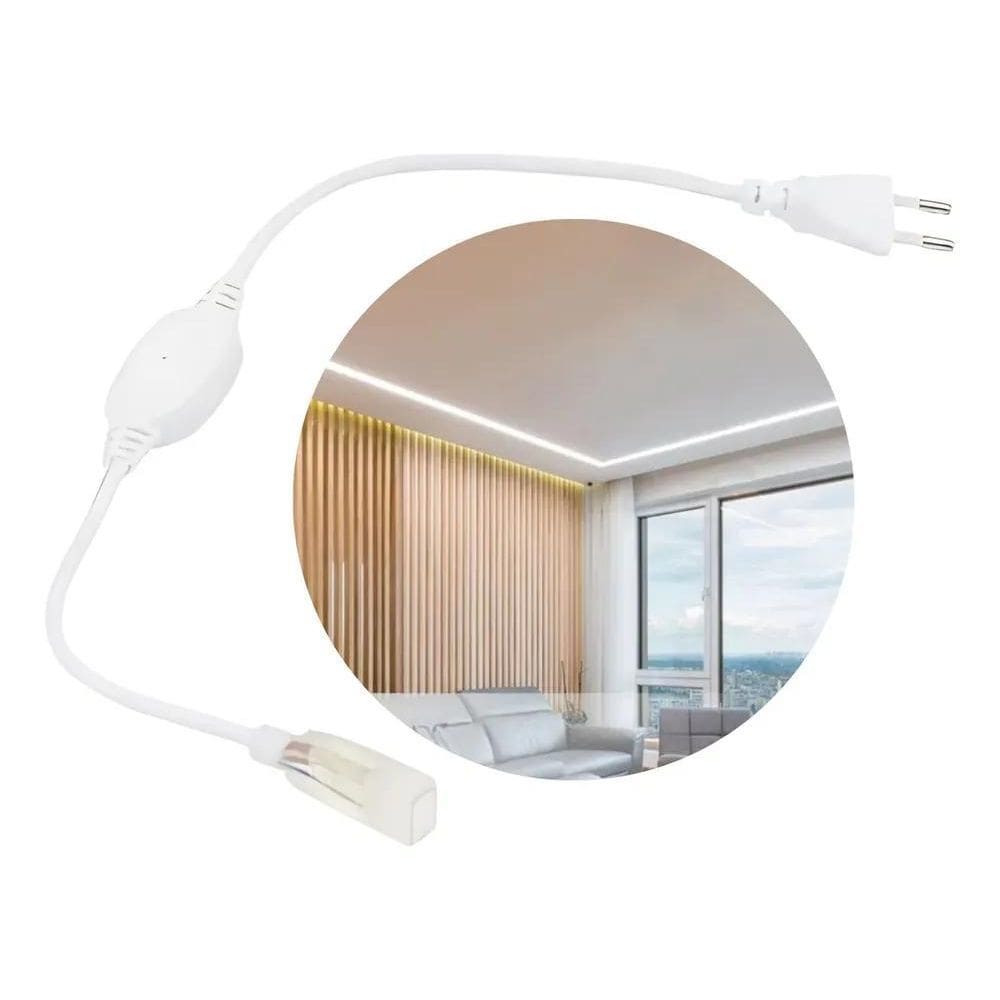 10X Fita Led Chata 3 Metros 6000K Branco Frio + Fonte Conec