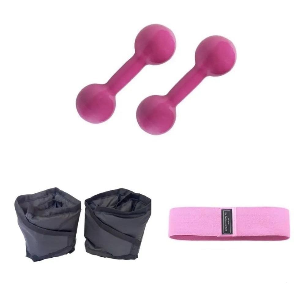 10X Halter Emborrachado 1Kg + Tornozeleira 1Kg + Theraband