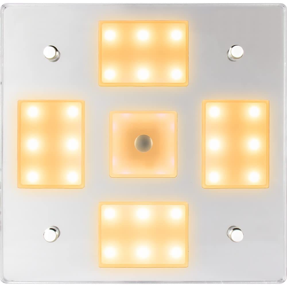 Luminária Sea-Dog Square LED Mirror Light White Blue Dimmer