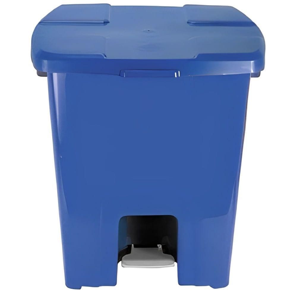 Lixeira De Plástico Azul Quadrada Com Pedal 30 Litros - P30a-4 - Jsn
