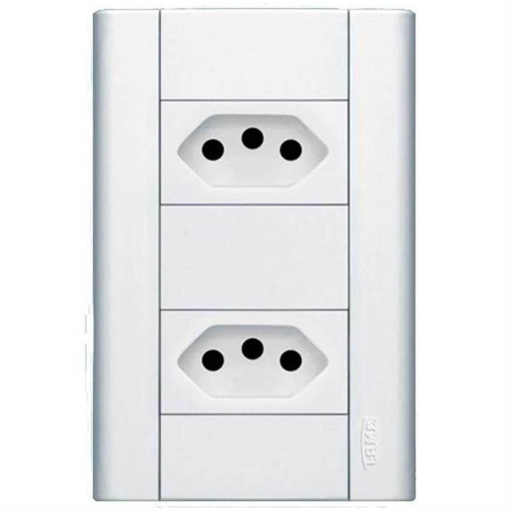 2 Tomadas 20a 250 Volts Com Placa Modulare - 1434 - Fame 2 Tomadas 20a C-placa Modular Fame 1434.