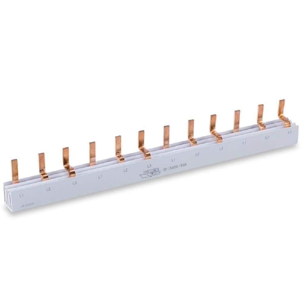 Barramento Trifásico 12 Polos 80 Amperes 215mm - 600400009 - Forceline