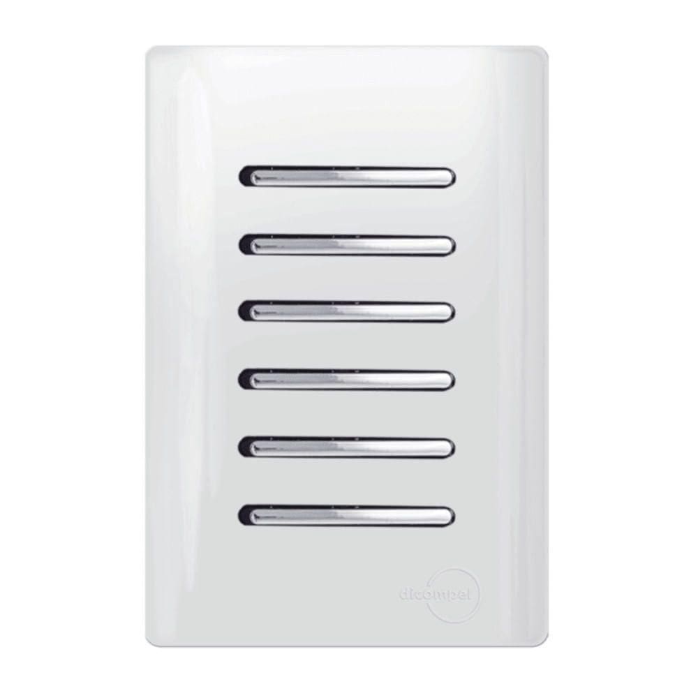 6 Interruptores Simples Cromado Com Placa 4x2 Branco - Dc-1200175 - Novara