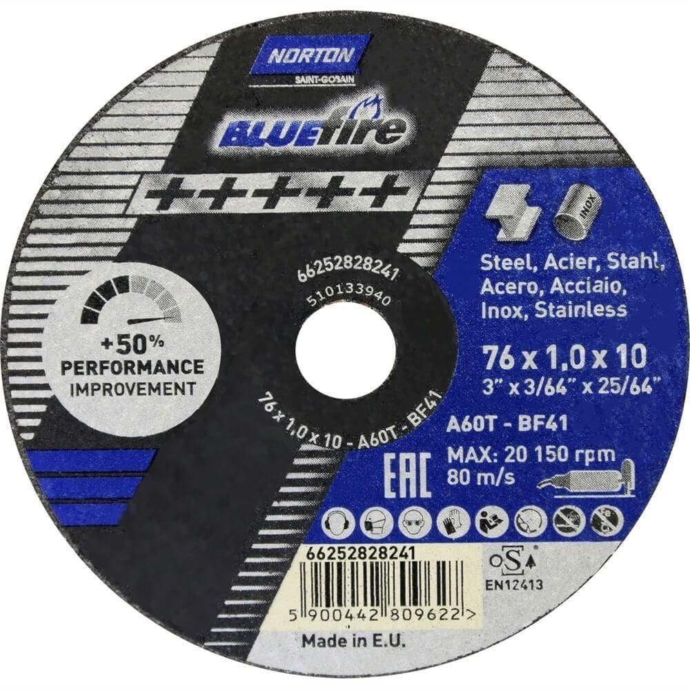 Disco De Corte Blue Fire 76x1,0x10mm - 66252828241 - Norton