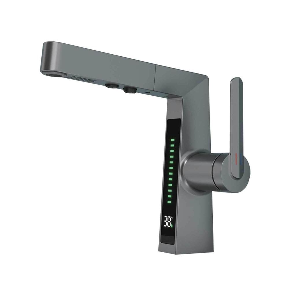 Torneira Monocomando Com Visor De Temperatura 2 Jatos Cinza
