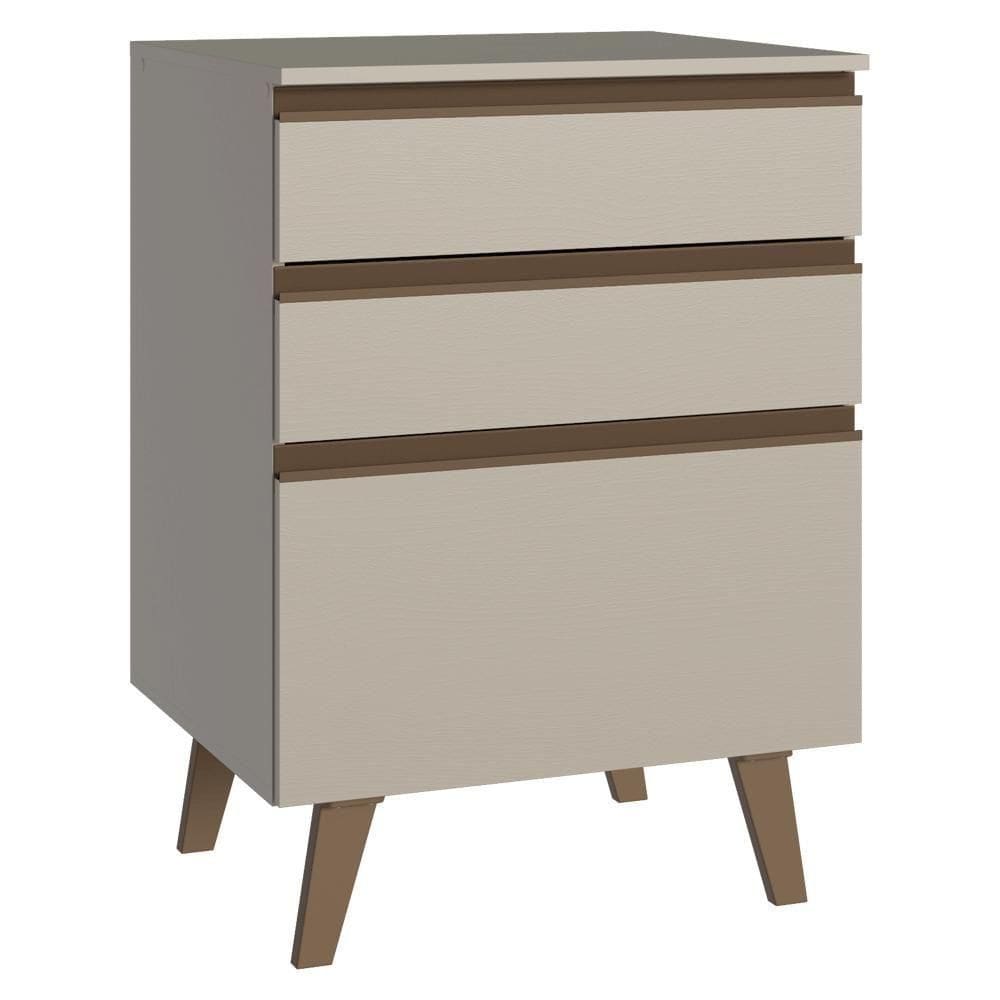 Balcão De Cozinha 60 Cm 3 Gavetas Com Pés Nice Madesa Crema