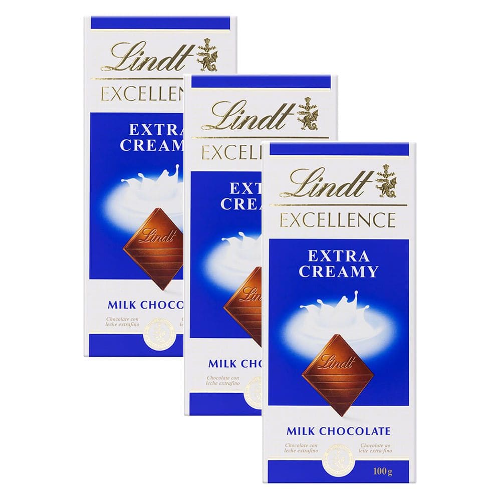 Chocolate Lindt Excellence Extra Creamy Milk com 100g | Kit com três unidades