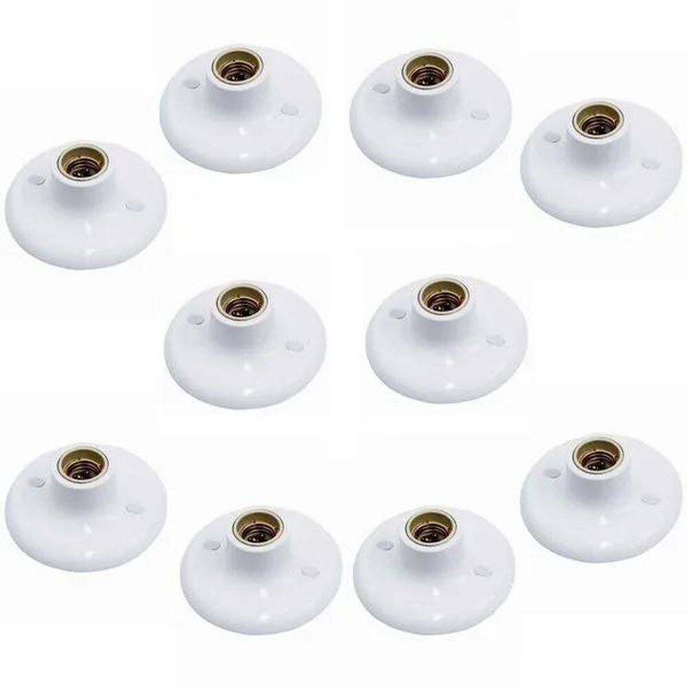 10X Kit 10 Plafons Simples Suporte Lâmpadas Bocal Cerâmico