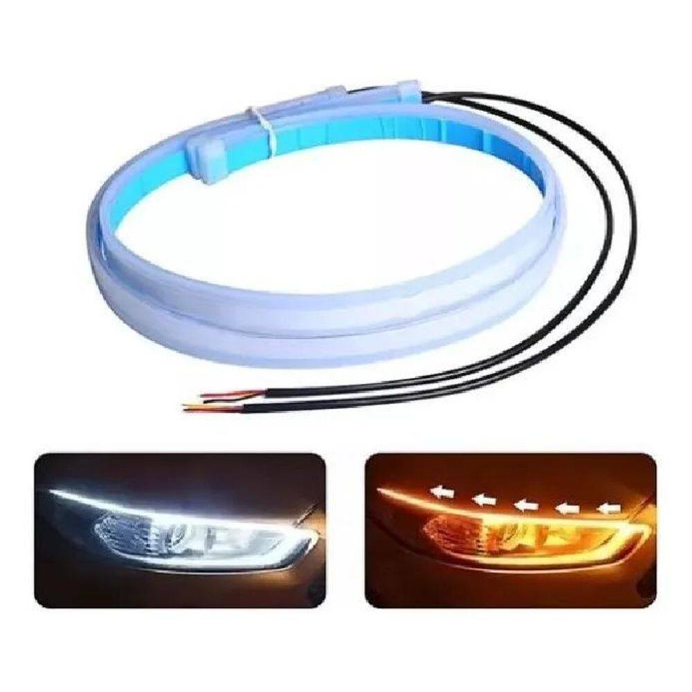 10X Kit Fita Led 60Cm Drl 3K 6K Flexível Farol E Seta Unive