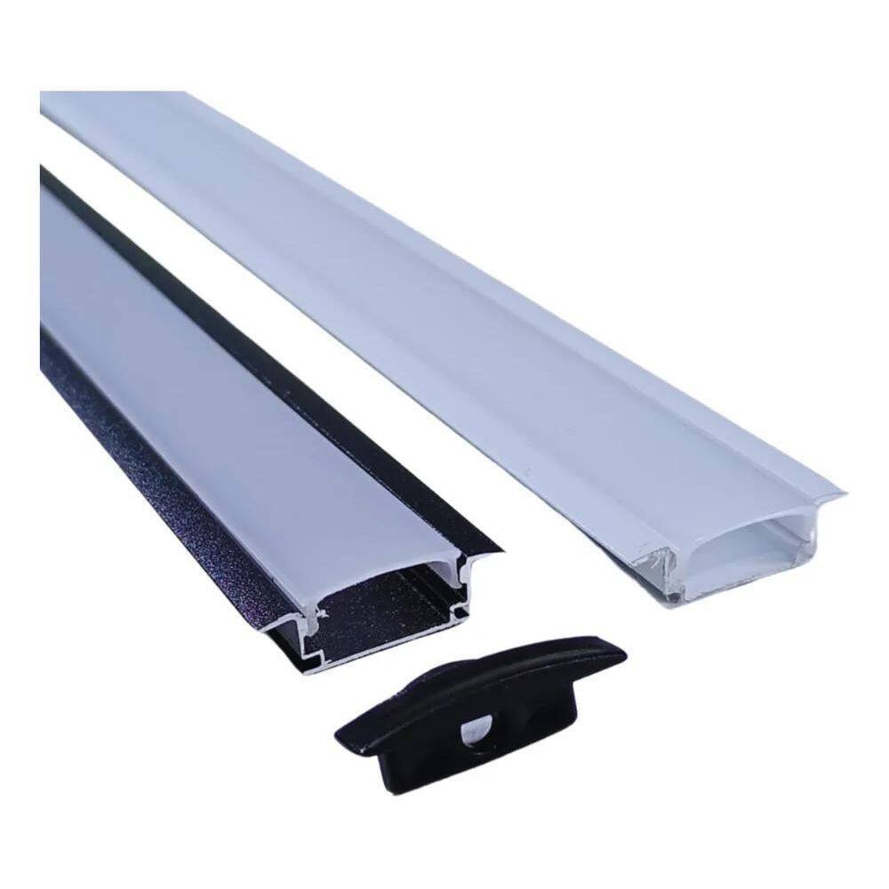 10X Kit Perfil De Embutir 24Mm Aluminio Para Fita Led 2 Me