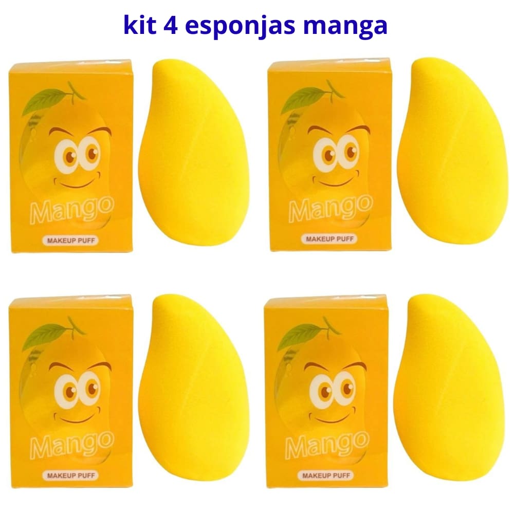 Kit 4 Esponjas de Maquiagem Manga – Acabamento Profissional e Uniforme