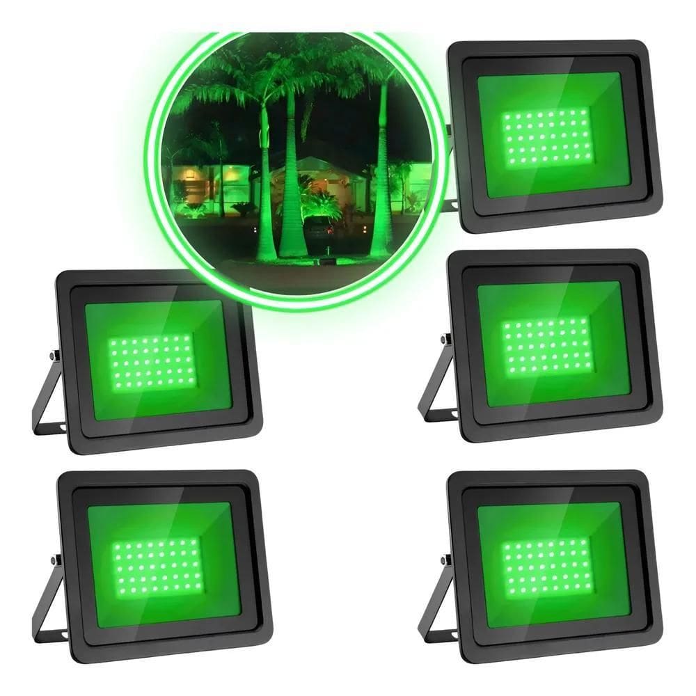 10X Kit 5 Refletor 20W Luz Verde Iluminação Bivolt Jardim G