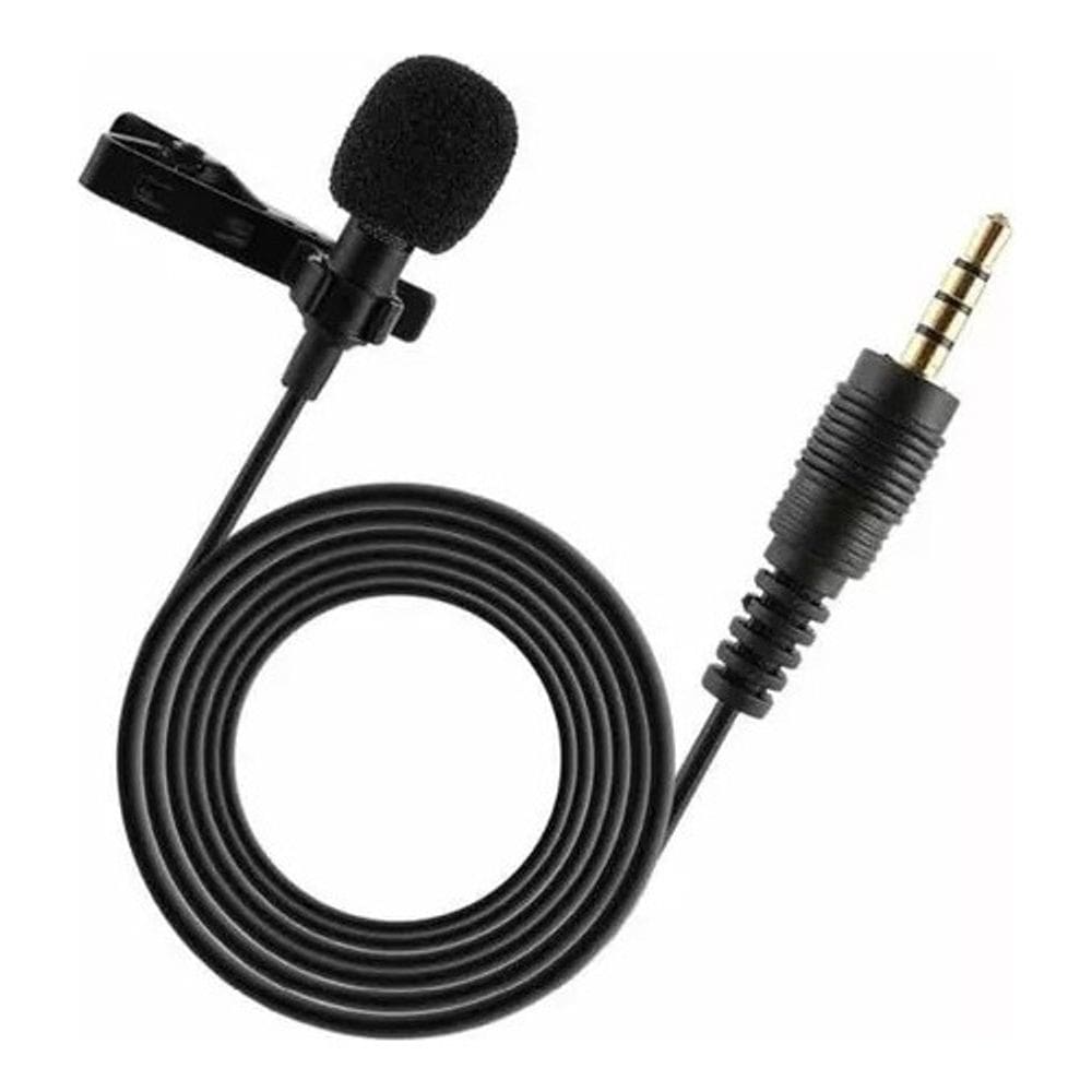 Microfone Lapela Tomate 1,5m Com Fio Preto