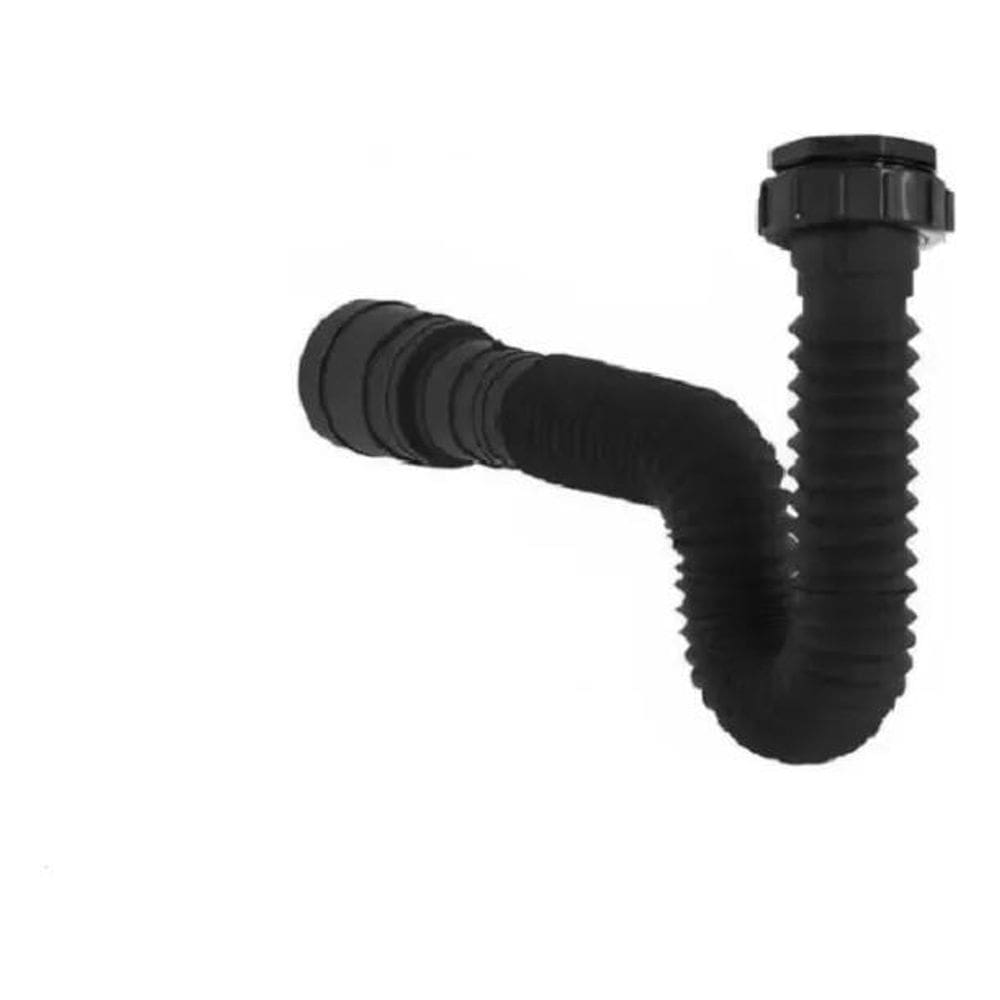 10X Sifão Sanfonado Flexível 70Cm Extensivo Universal Preto